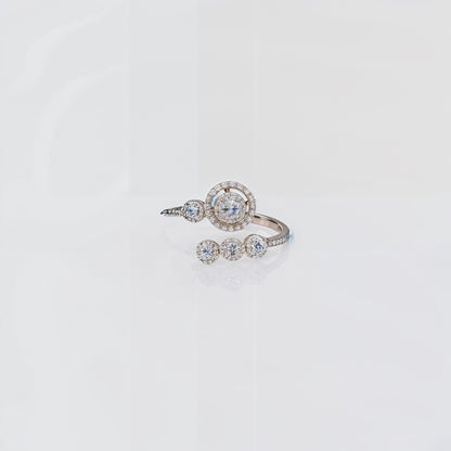 “Celestial Orbit Halo Adjustable Ring – Italian 92.5 Silver & CZ Brilliance”