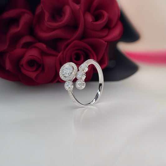 “Celestial Orbit Halo Adjustable Ring – Italian 92.5 Silver & CZ Brilliance”