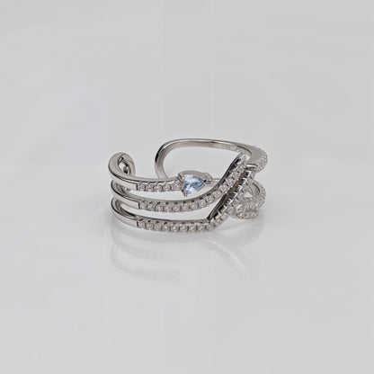 “Waves of Elegance Adjustable Ring – Italian 92.5 Silver with CZ Sparkle”