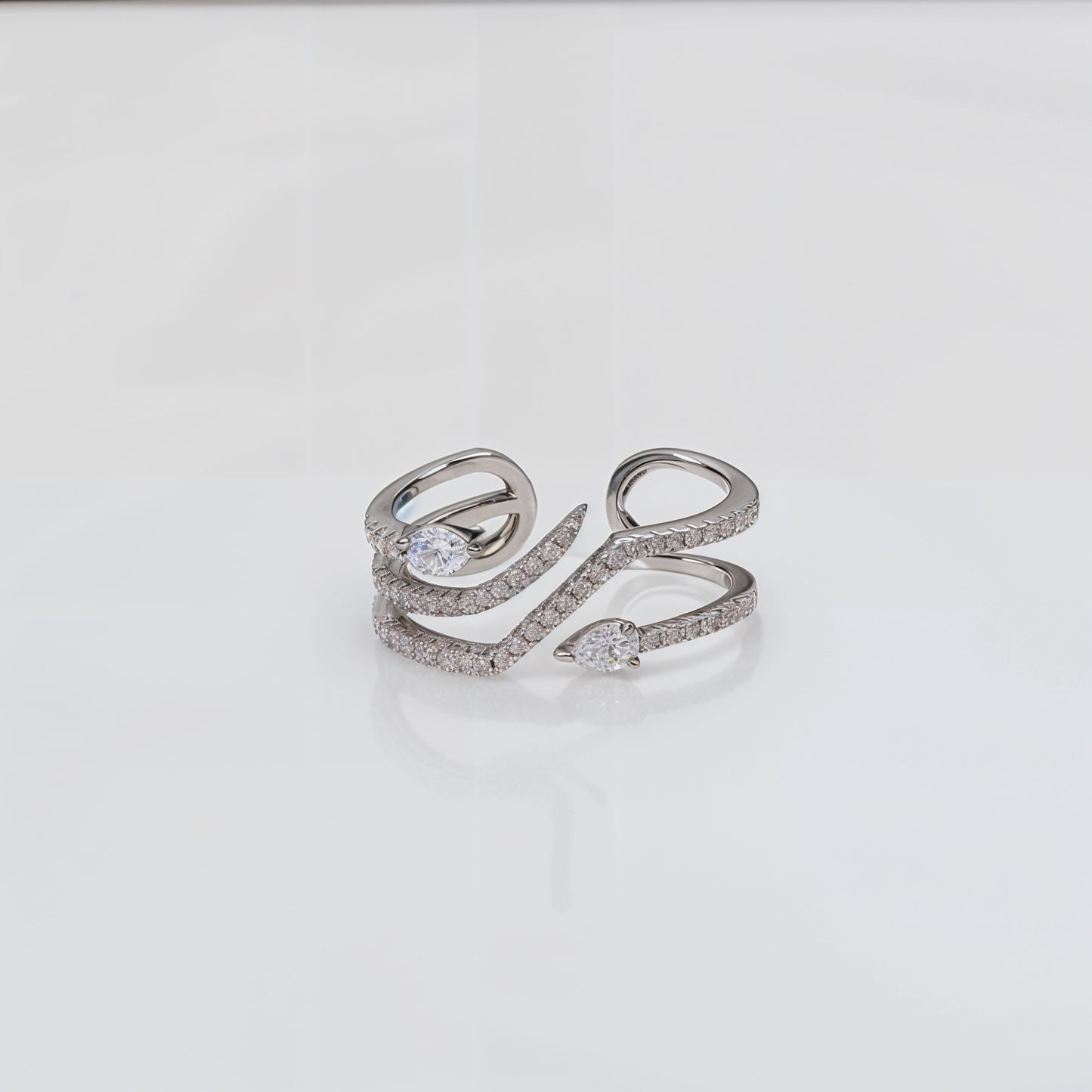 “Waves of Elegance Adjustable Ring – Italian 92.5 Silver with CZ Sparkle”