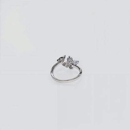“Floral Radiance Adjustable Ring – Italian 92.5 Silver with CZ Brilliance”