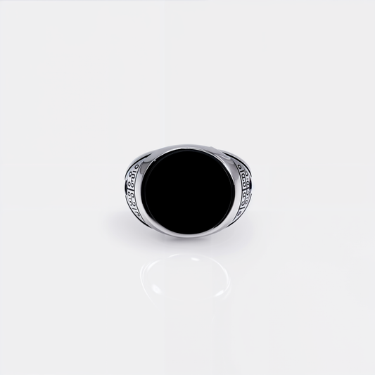 Turkish Style Men’s Silver Ring with Black Onyx