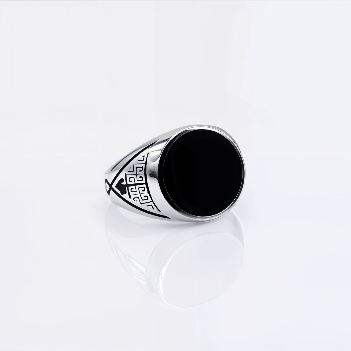 Turkish Style Men’s Silver Ring with Black Onyx