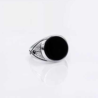 Turkish Style Men’s Silver Ring with Black Onyx