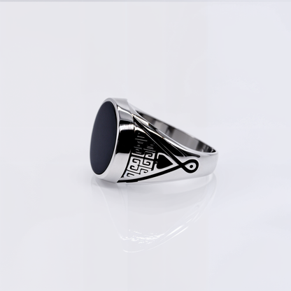 Turkish Style Men’s Silver Ring with Black Onyx