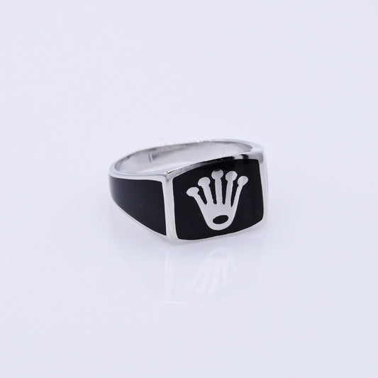 Crown Style Men’s Silver Ring with Black Onyx