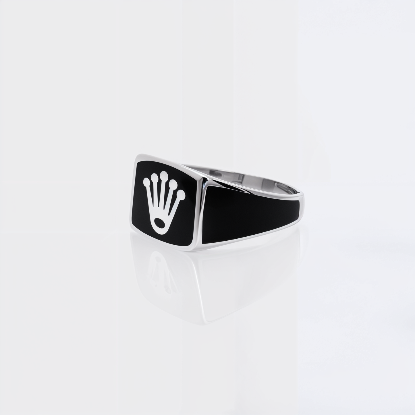 Crown Style Men’s Silver Ring with Black Onyx